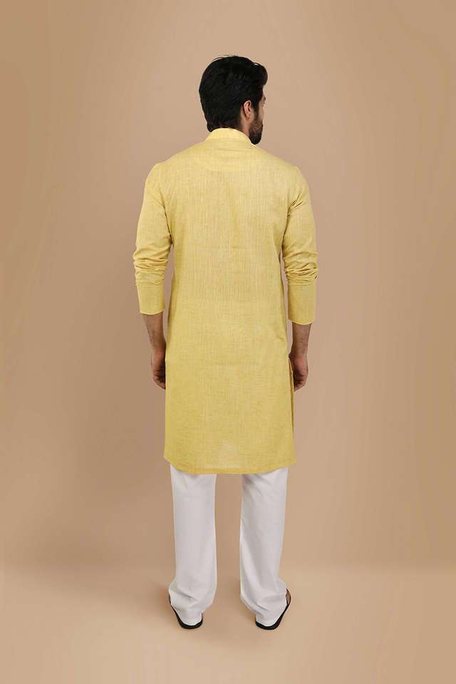 Solid-Cotton-Blend-Regular-Fit-Men-s-Kurta