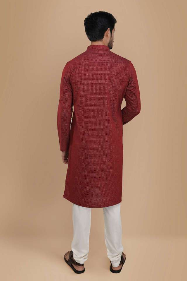 Jacquard-Cotton-Blend-Regular-Fit-Men-s-Kurta
