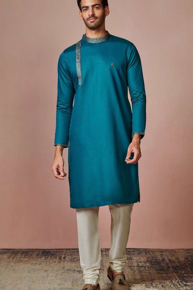 Solid-Cotton-Blend-Regular-Fit-Men-s-Kurta