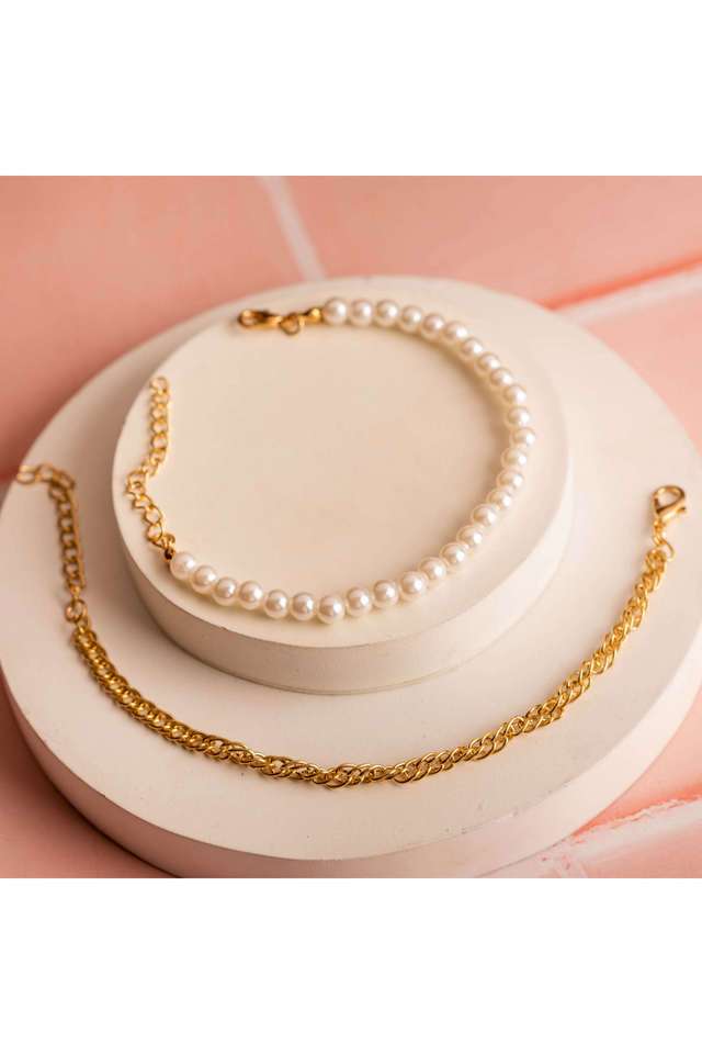 Excusite-Combo-Of-2-Bracelets-Chain-&-Pearl-Girl-&-Woman