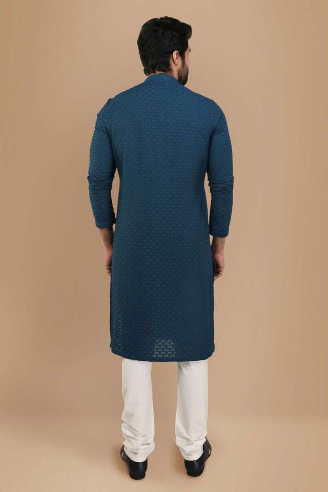 Chikankari-Cotton-Blend-Regular-Fit-Men-s-Kurta
