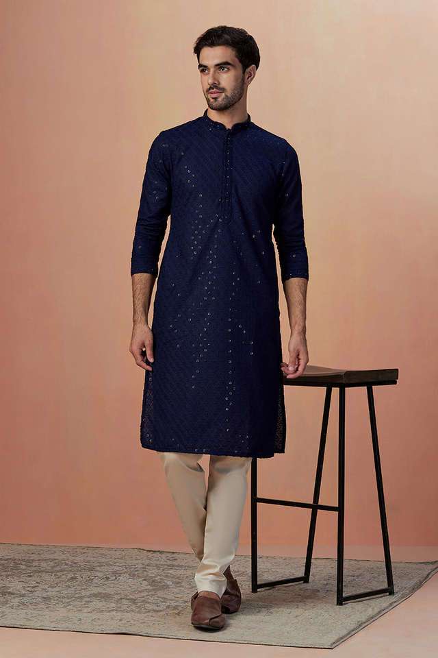 Checks-Cotton-Blend-Regular-Fit-Men-s-Kurta