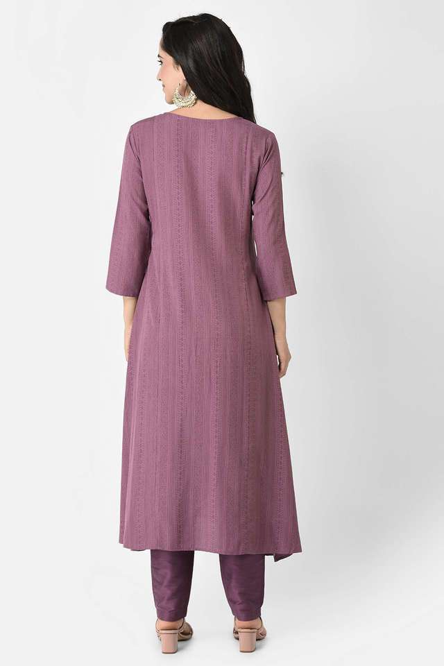 Printed-Rayon-Round-Neck-Women-Festive-Wear-Kurta