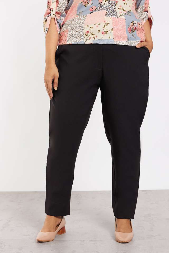 Plus-Size-Solid-Regular-Fit-Poly-Blend-Women-s-Formal-Wear-Pants