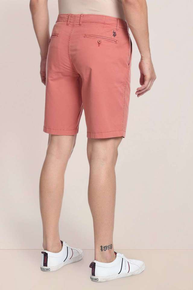Buy Polo Pink Solid Cotton Slim Fit Men's Casual Shorts