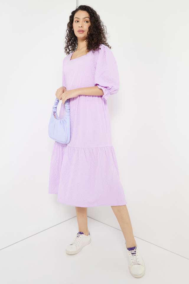Buy Intune Lavender Lavender Casual Midi Dress for Women | Shoppers Stop