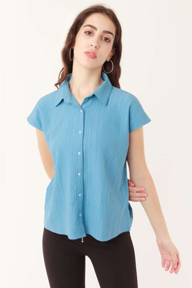 zink london Solid Polyester Collar Neck Womens Casual Shirt-picture-33