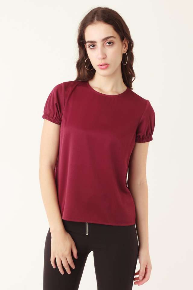 zink london Solid Polyester Round Neck Women Top-picture-23