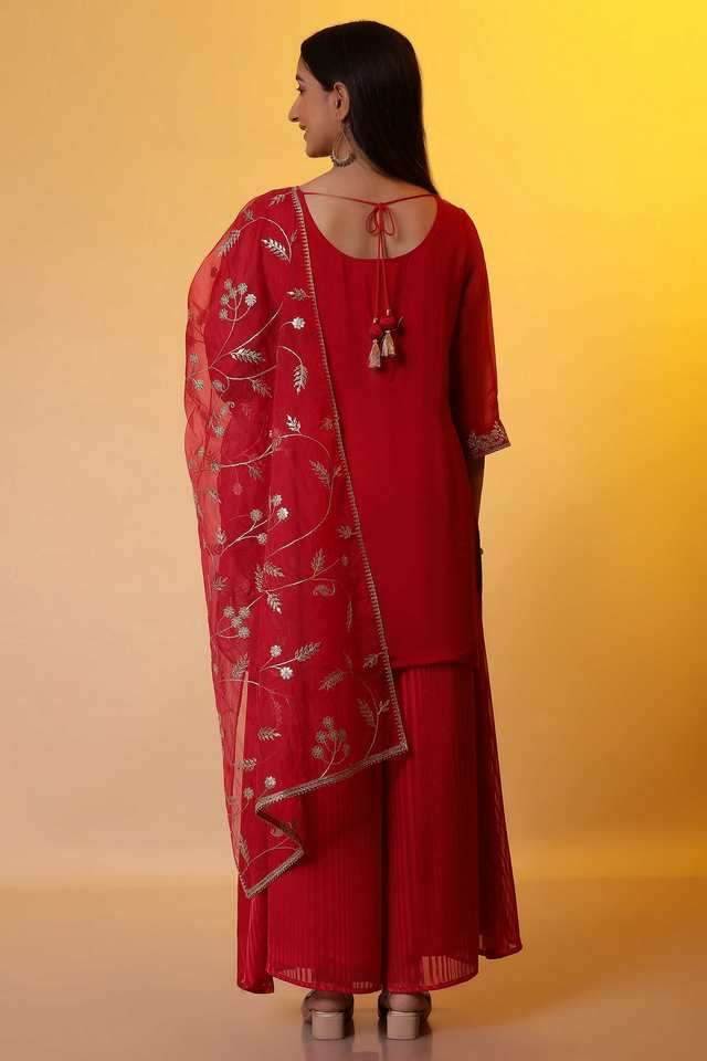 Embroidered-Nylon-V-Neck-Women-s-Kurta-Set