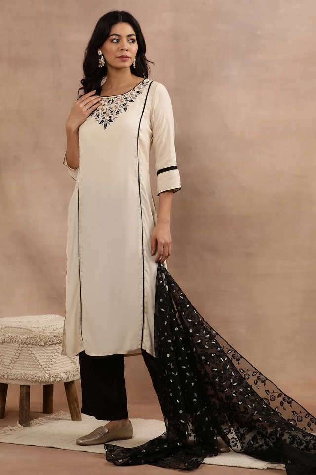 Embroidered-Calf-Length-Viscose-Woven-Women-s-Kurta-Set