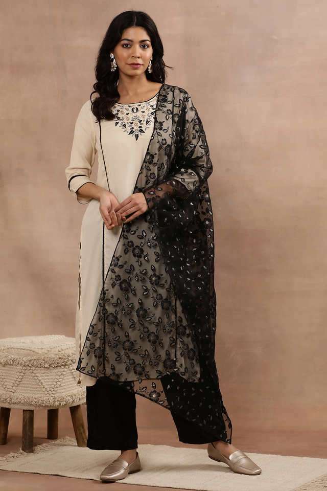 Embroidered-Calf-Length-Viscose-Woven-Women-s-Kurta-Set