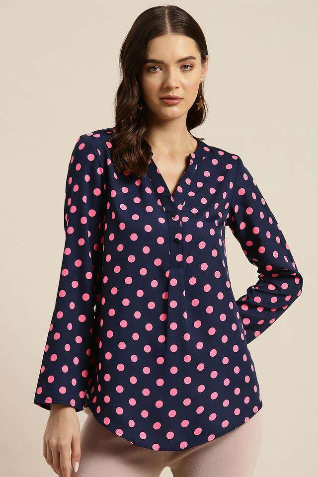 qurvii Polka Dots Crepe Women Top-picture-35