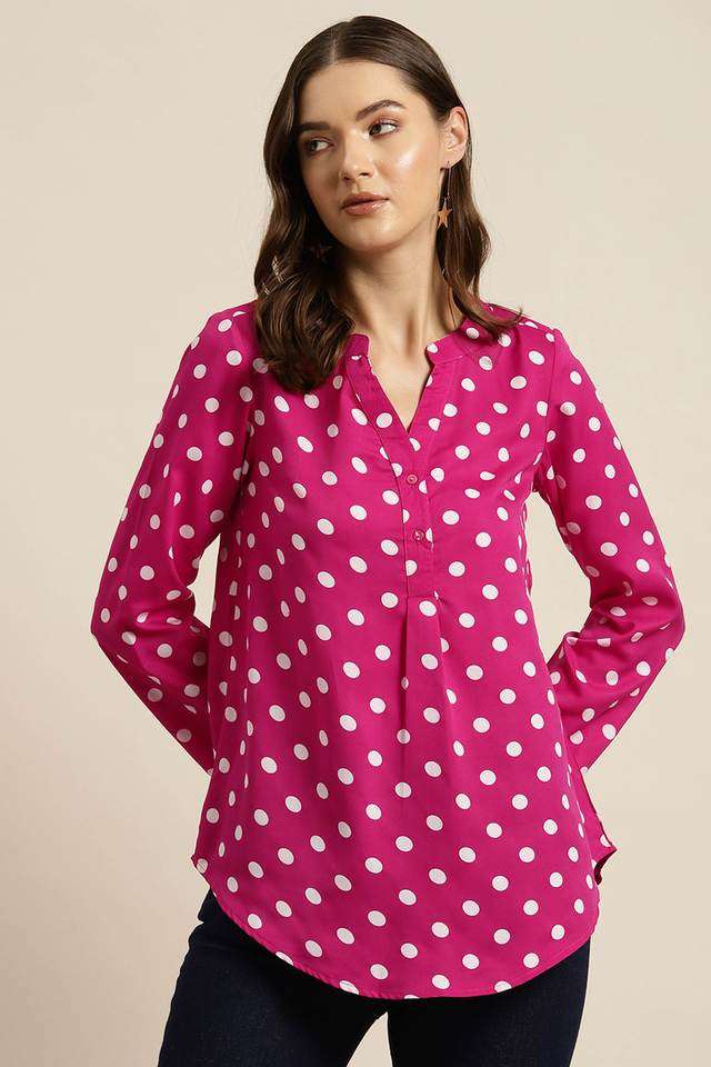 Polka Dots Crepe Women Top-image-45