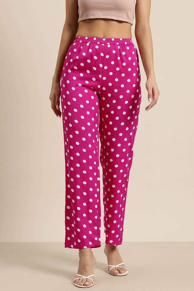 qurvii Polka Dots Regular Fit Crepe Women Casual Wear Trouser-picture-18