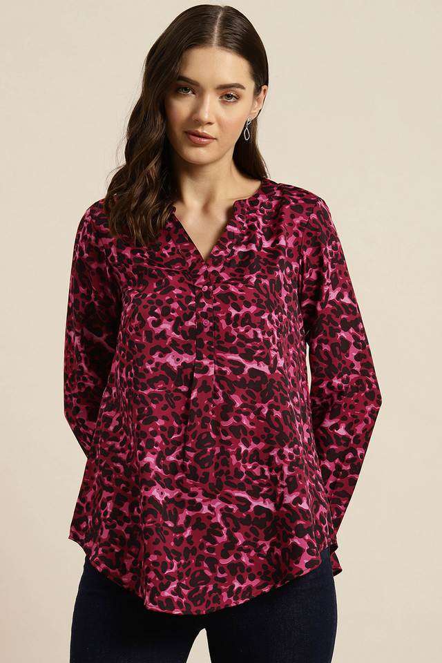 qurvii Animal Print Crepe Women Top-picture-38