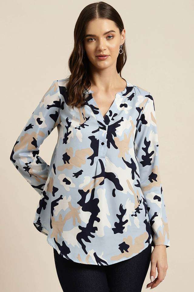 Camouflage Crepe Women Top-image-1