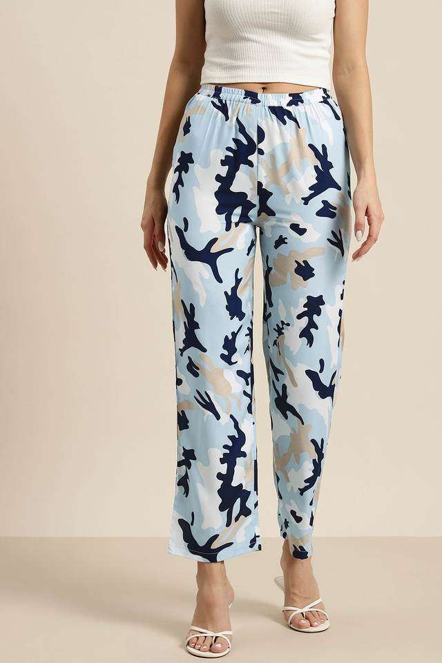 Camouflage Regular Fit Crepe Women Casual Wear Trouser