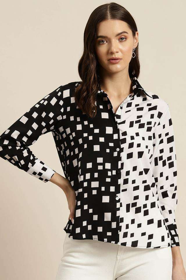 Geometric Print Crepe Women Casual Wear Shirt-image-24
