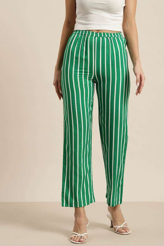 qurvii Stripes Regular Fit Crepe Women Casual Wear Pants-picture-27