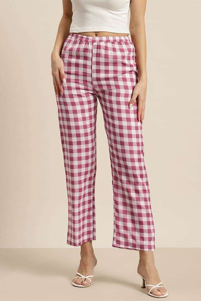 Checks Regular Fit Crepe Women Casual Wear Pants-image-4