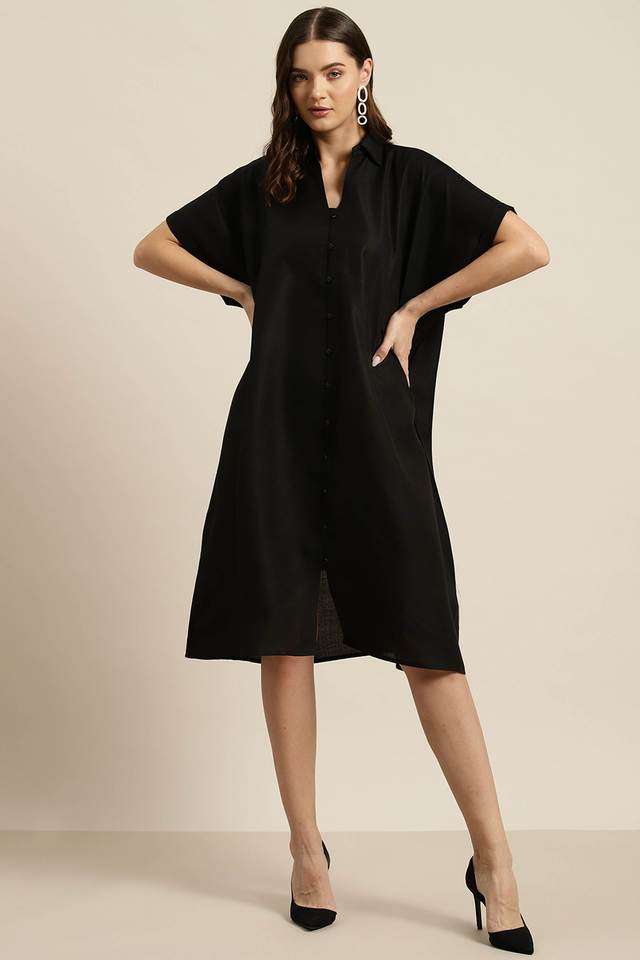 qurvii Solid Collared Cotton Women Dress-picture-23