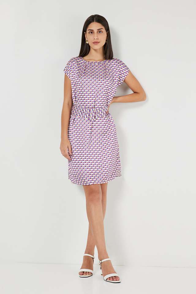 Printed-Round-Neck-Polyester-Women-s-Dress