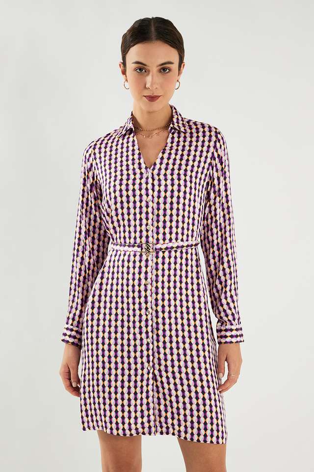 Printed-Collared-Modal-Women-s-Knee-Length-Dress