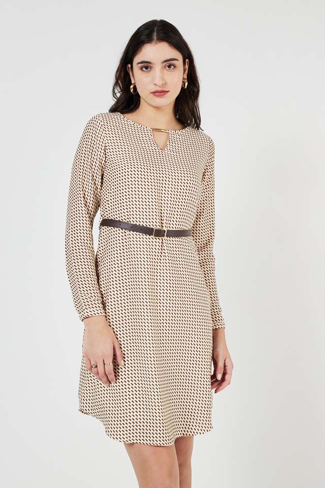 Printed-Round-Neck-Modal-Women-s-Knee-Length-Dress