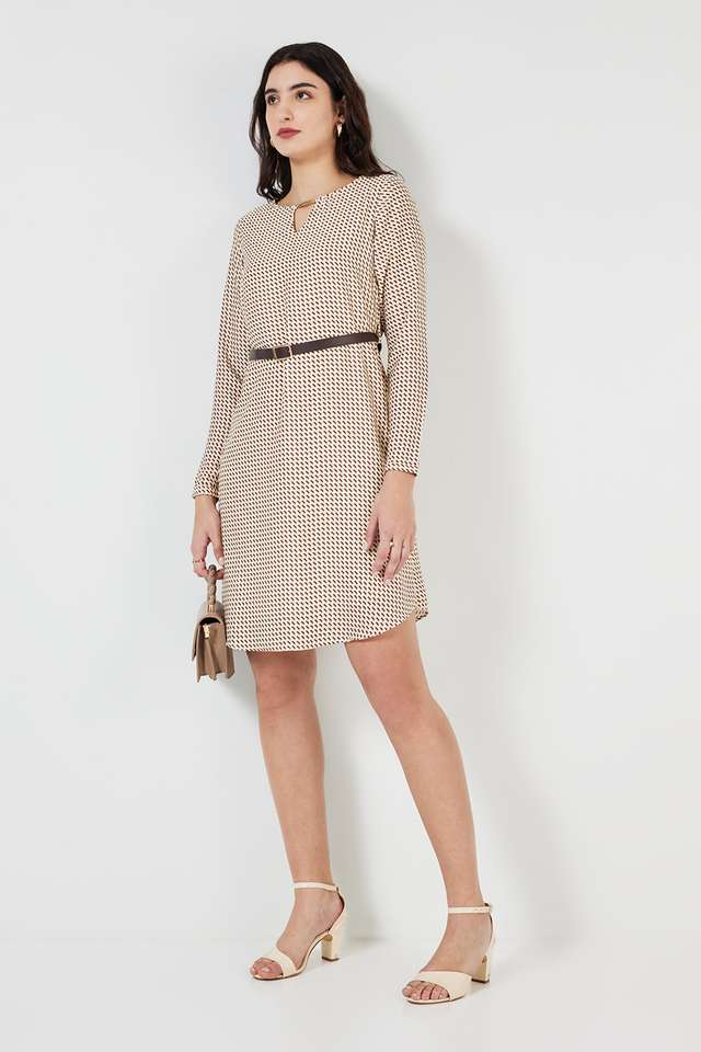 Printed-Round-Neck-Modal-Women-s-Knee-Length-Dress