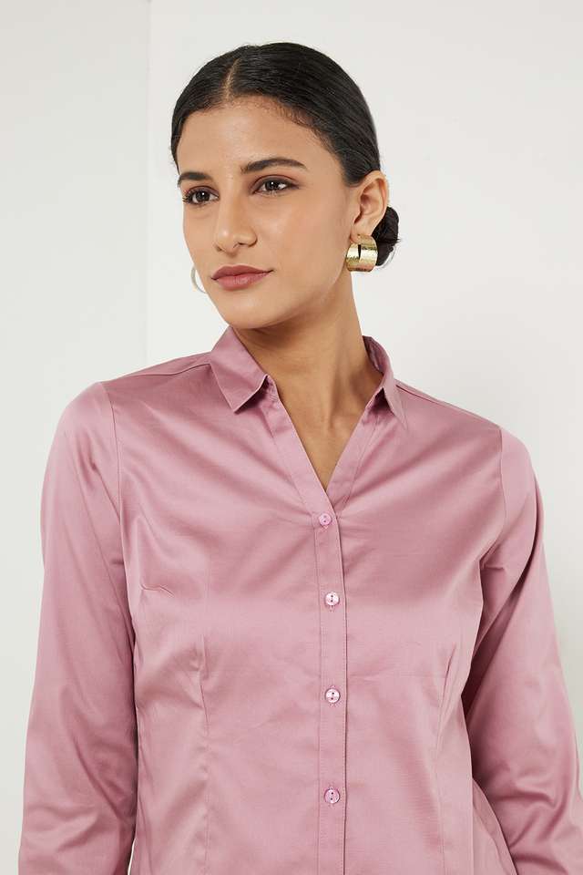 Solid-Collared-Cotton-Women-s-Formal-Wear-Shirt