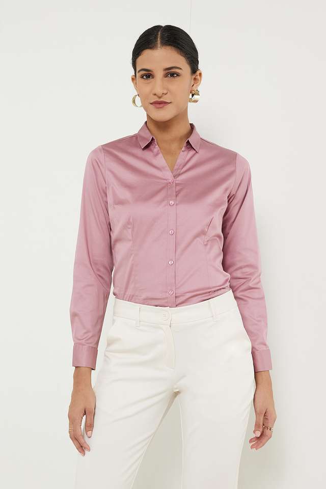 Solid-Collared-Cotton-Women-s-Formal-Wear-Shirt
