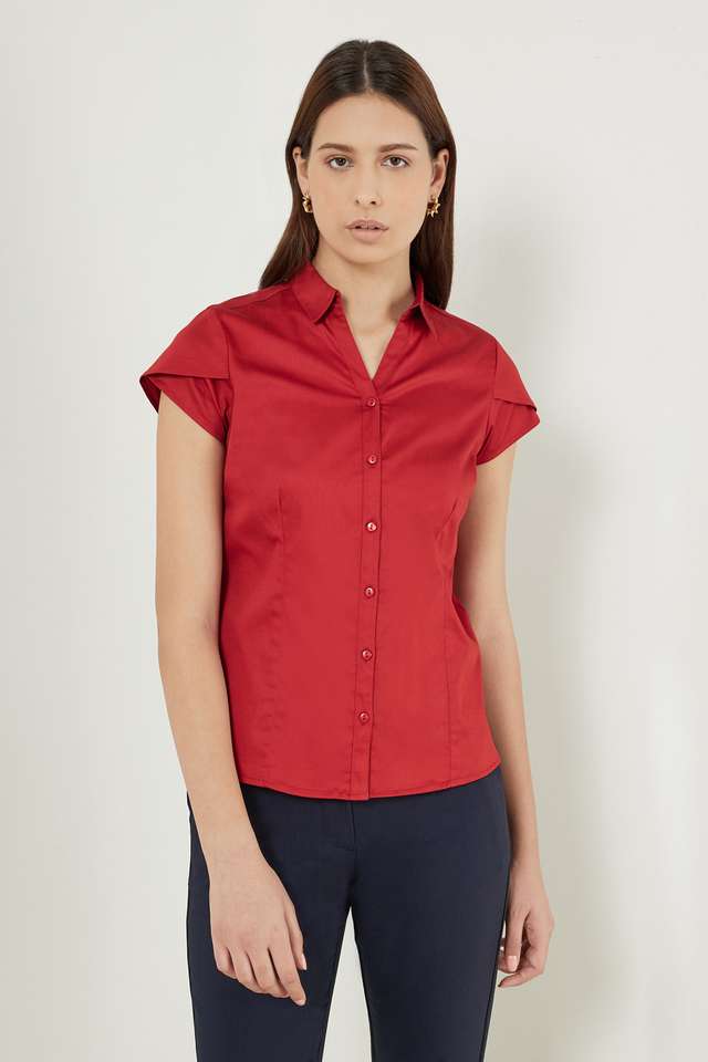 Solid-Collared-Cotton-Women-s-Formal-Wear-Shirt