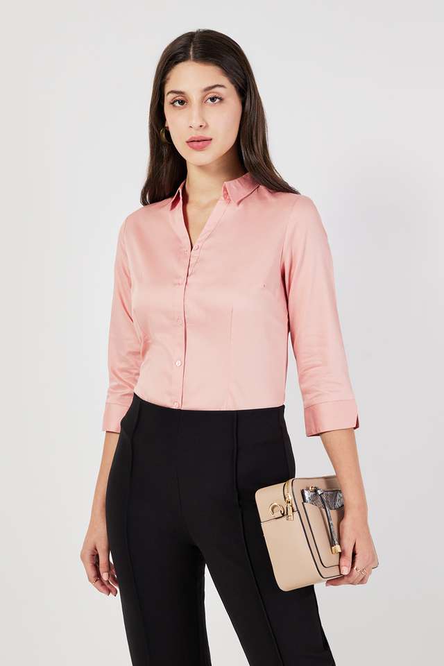 Solid-Collared-Cotton-Women-s-Formal-Wear-Shirt