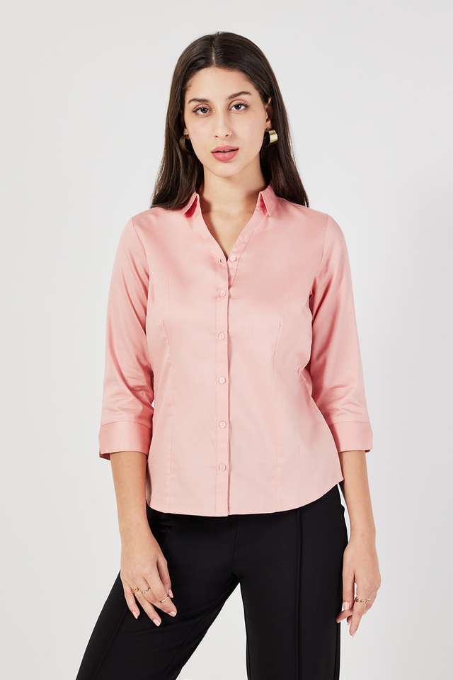 Solid-Collared-Cotton-Women-s-Formal-Wear-Shirt
