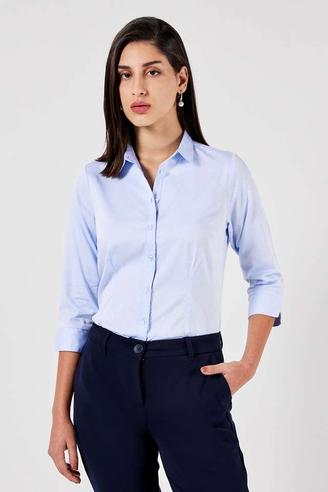 Textured-Collared-Cotton-Women-s-Formal-Wear-Shirt