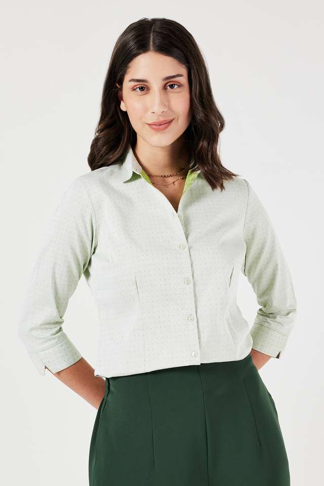 Textured-Collared-Cotton-Women-s-Formal-Wear-Shirt