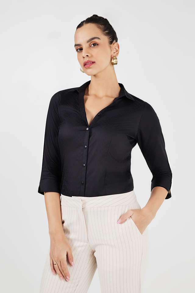 Textured-Collared-Cotton-Women-s-Formal-Wear-Shirt