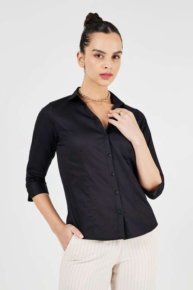 Textured-Collared-Cotton-Women-s-Formal-Wear-Shirt