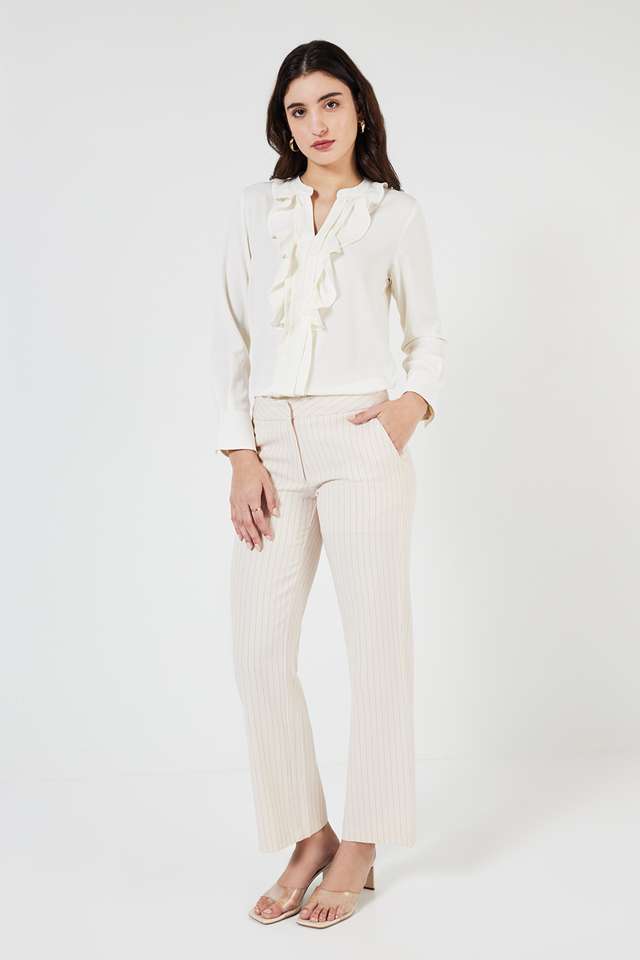 Solid-Polyester-Round-Neck-Women-s-Top