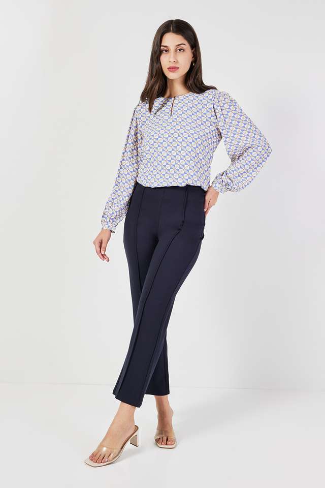 Printed-Polyester-Collared-Women-s-Top