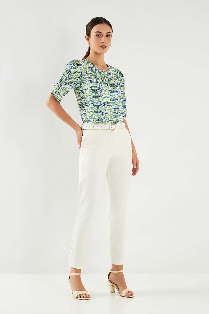 Printed-Polyester-Collared-Women-s-Top