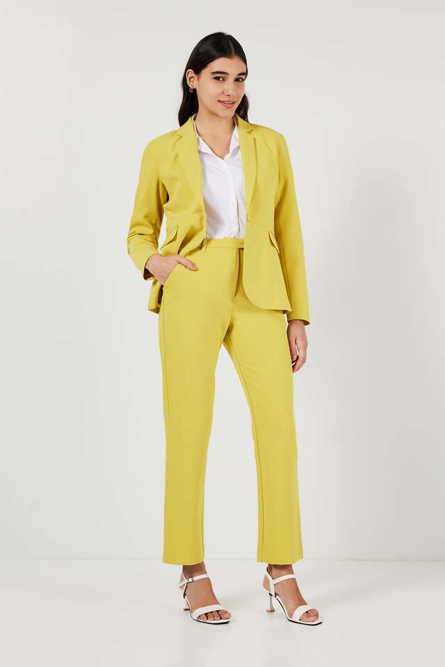 Solid-Tailored-Fit-Blended-Fabric-Women-s-Formal-Wear-Trousers