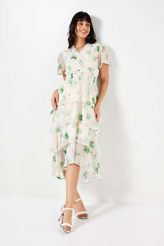 Floral-V-Neck-Chiffon-Women-s-Dress
