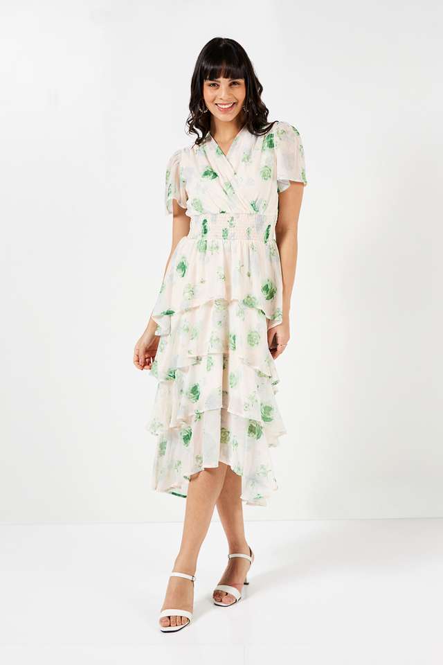 Floral-V-Neck-Chiffon-Women-s-Dress