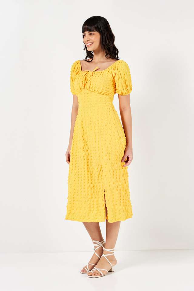 Solid-Square-Neck-Polyester-Women-s-Dress