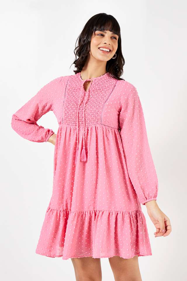 Solid-Round-Neck-Chiffon-Women-s-Dress