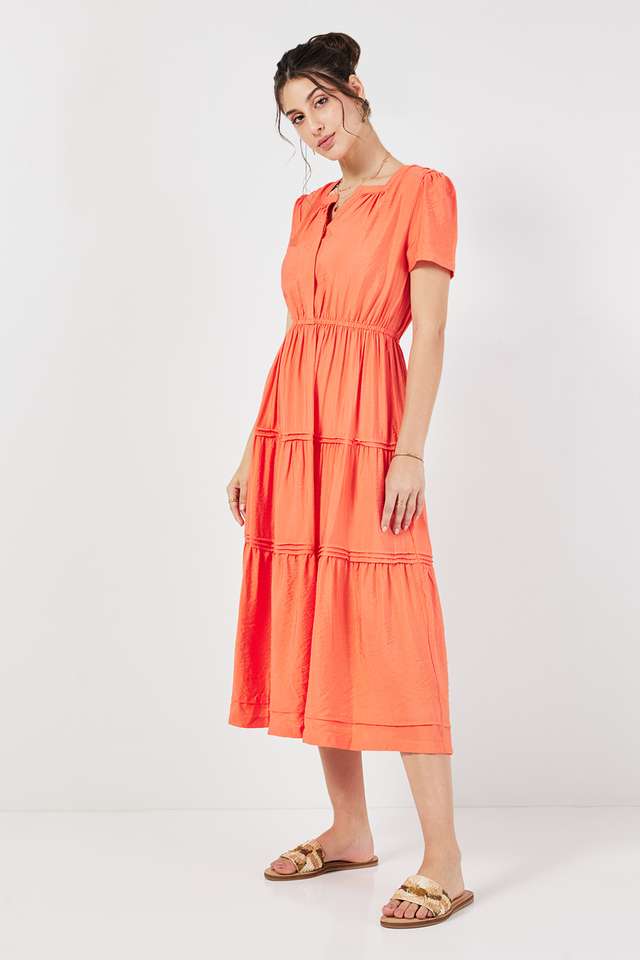 Solid-V-Neck-Viscose-Women-Dress