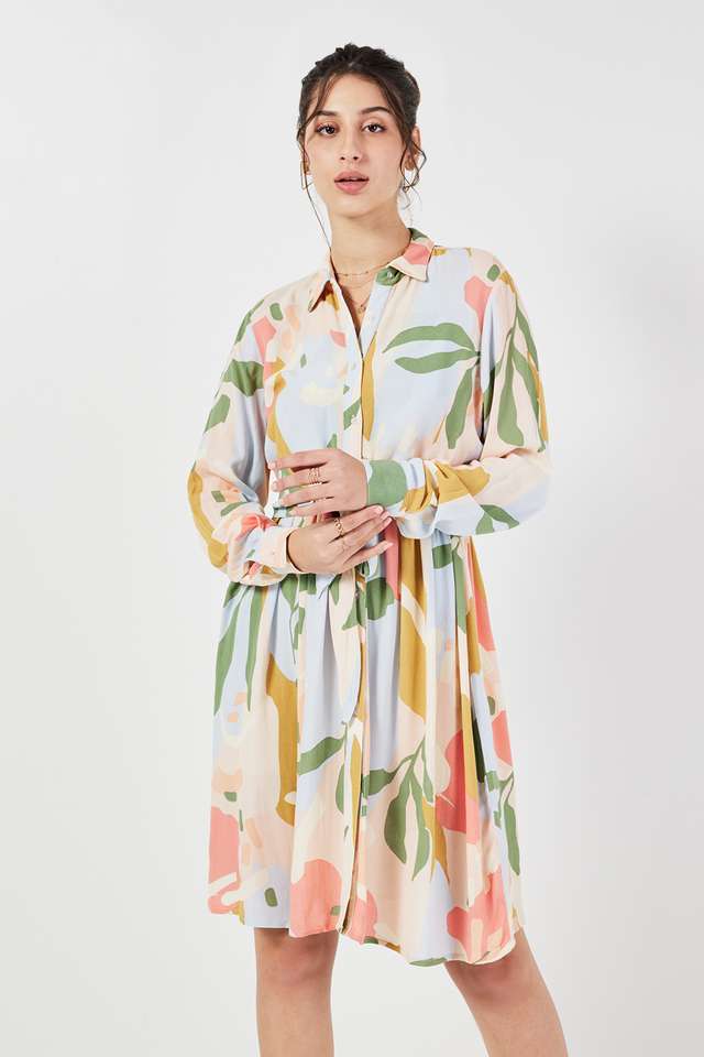 Printed-Collared-Viscose-Women-s-Dress