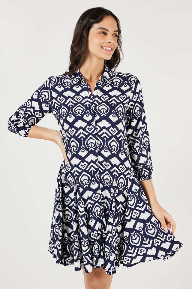 Printed-Collared-Rayon-Women-s-Dress
