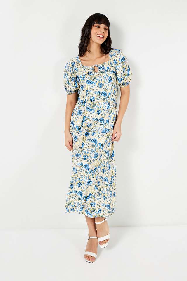 Printed-Square-Neck-Viscose-Women-s-Dress
